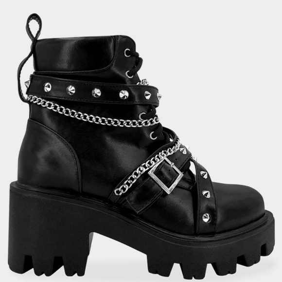 𝙇𝙖𝙨𝙩 𝙎𝙞𝙯 7 🖤Chain & Stud Buckle Lug Sole B - Picture 8 of 11
